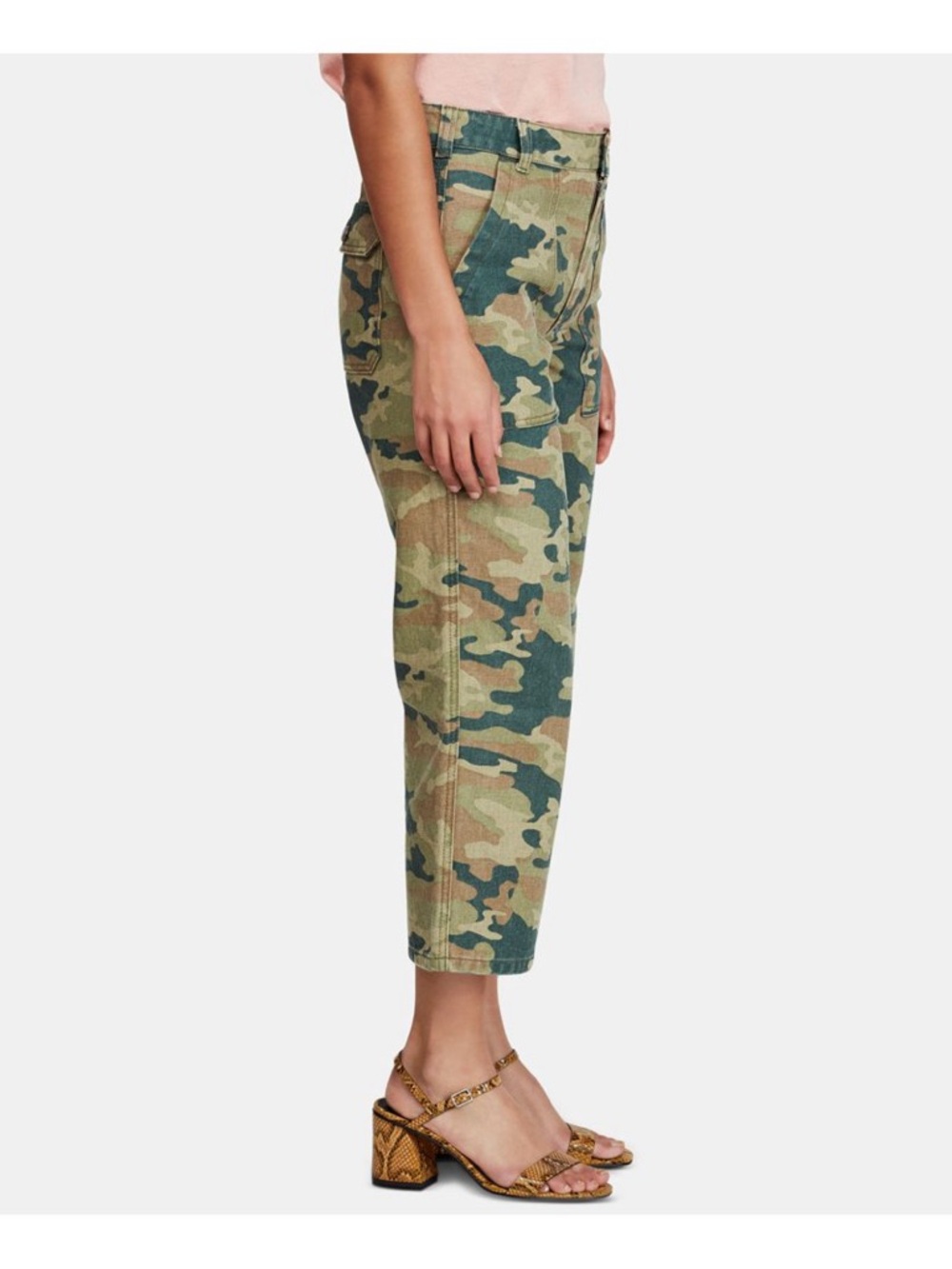 Free People We The Free Camo Crop Straight-Leg Utility Pants sz 24 - Picture 3 of 11